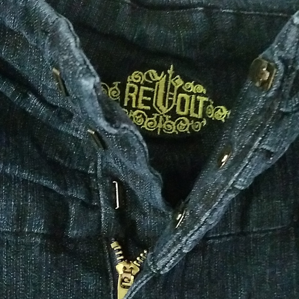 NWT Revolt Dark Wash Ruched Waist Side Pockets - Picture 6 of 7